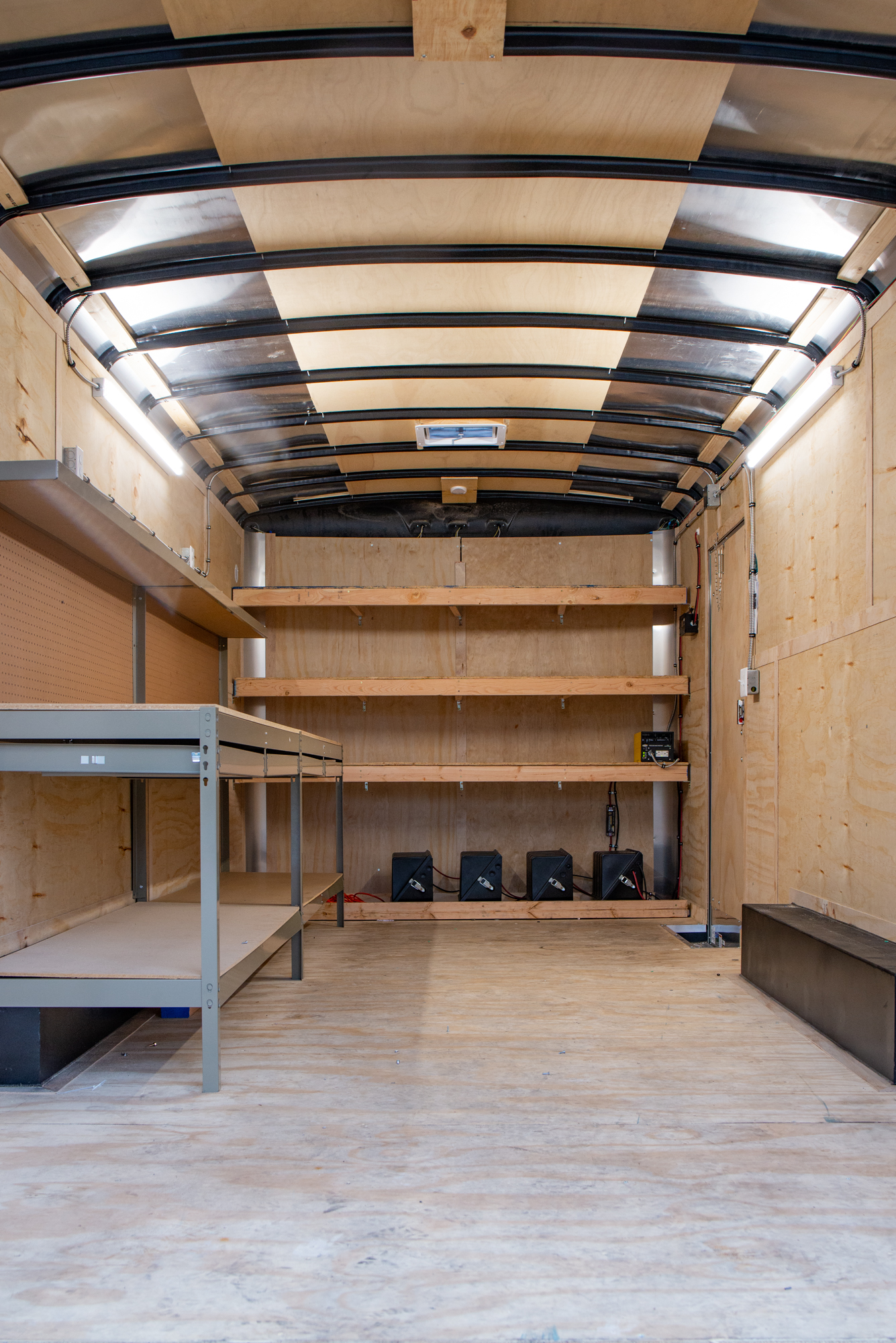 Inside of an enclosed trailer