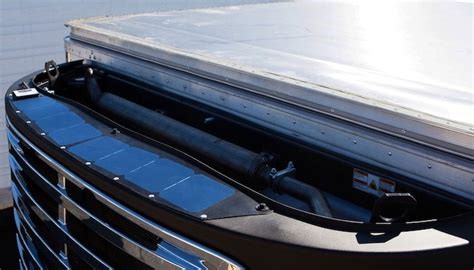 A solar panel mounted on a trailer refrigeration unit. 